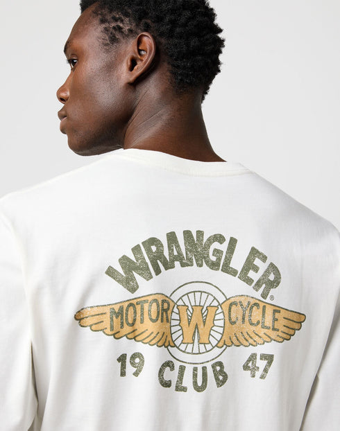 Wrangler Men's Long Sleeve Americana T-Shirt In Worn White