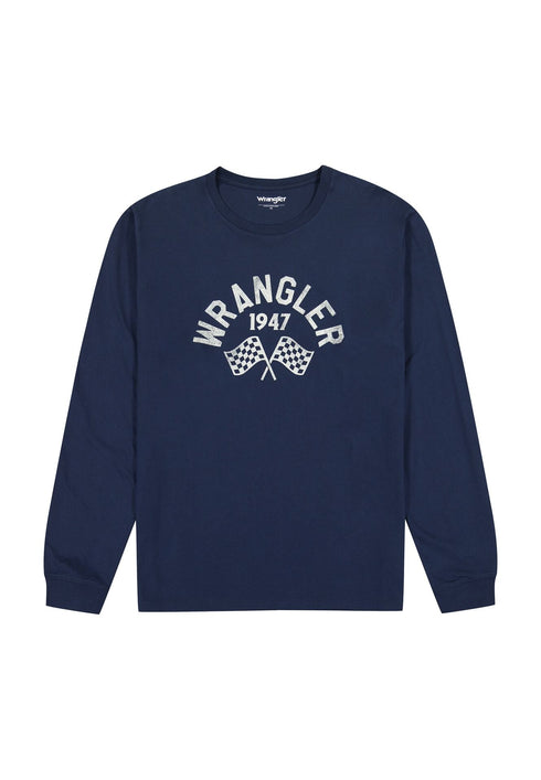 Wrangler Men's Long Sleeve Graphic T-Shirt In Navy