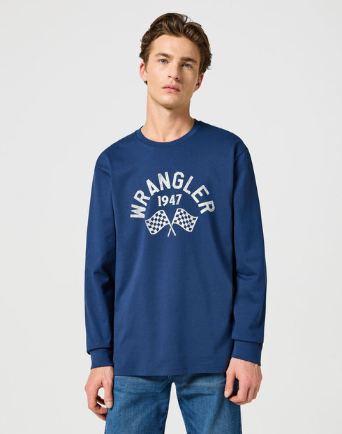 Wrangler Men's Long Sleeve Graphic T-Shirt In Navy