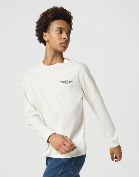Wrangler Men's Long Sleeve Graphic T-Shirt In Vintage White