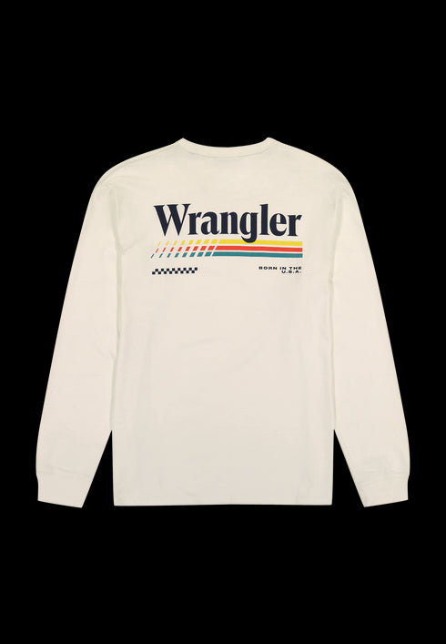 Wrangler Men's Long Sleeve Graphic T-Shirt In Vintage White
