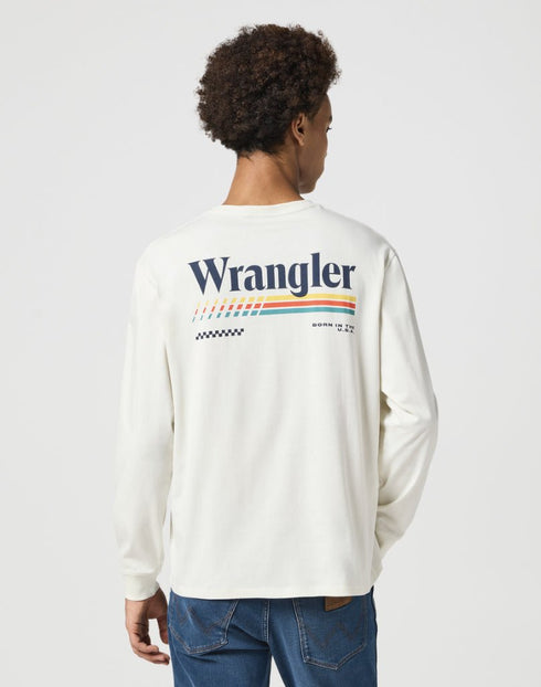 Wrangler Men's Long Sleeve Graphic T-Shirt In Vintage White