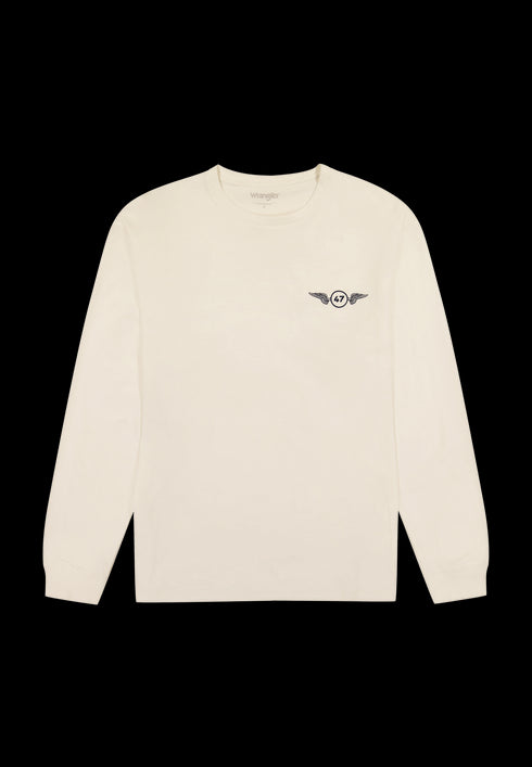 Wrangler Men's Long Sleeve Graphic T-Shirt In Vintage White