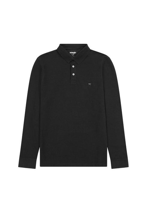 Wrangler Men's Long Sleeve Polo In Black