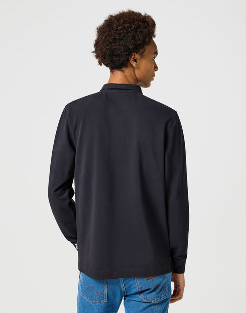 Wrangler Men's Long Sleeve Polo In Black