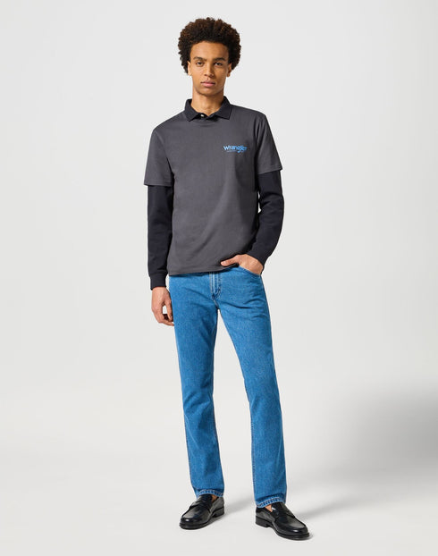 Wrangler Men's Long Sleeve Polo In Black