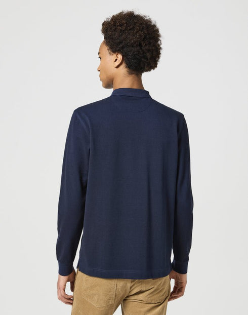 Wrangler Men's Long Sleeve Refined Polo in Navy