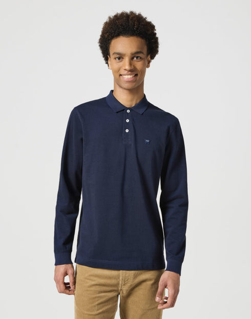 Wrangler Men's Long Sleeve Refined Polo in Navy