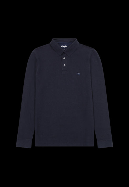 Wrangler Men's Long Sleeve Refined Polo in Navy