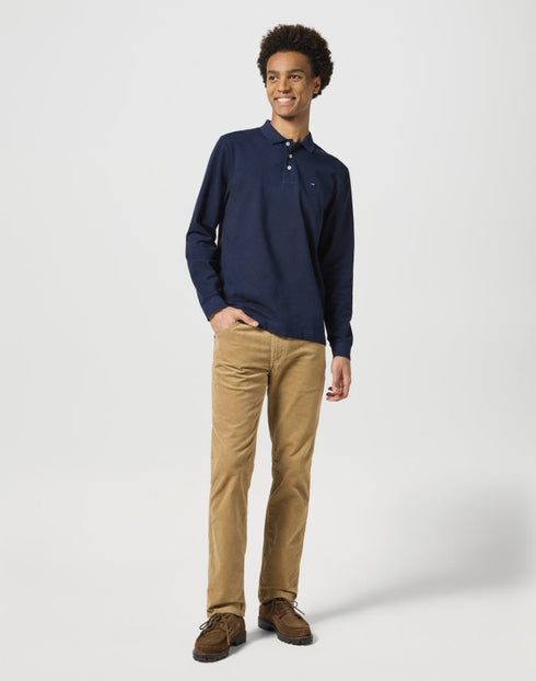 Wrangler Men's Long Sleeve Refined Polo in Navy