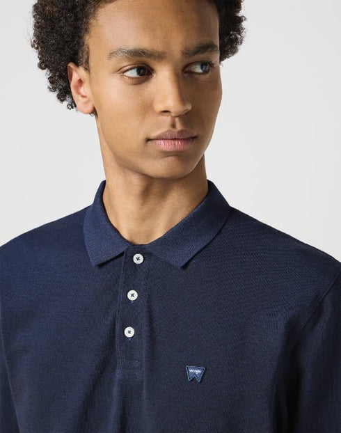 Wrangler Men's Long Sleeve Refined Polo in Navy