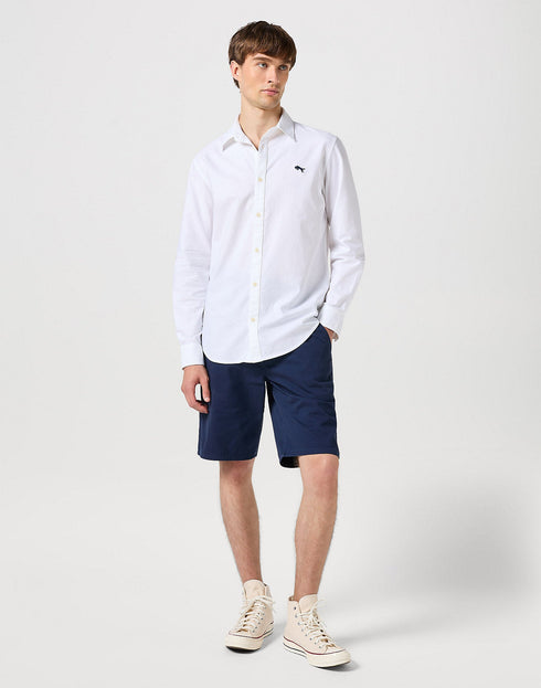 Wrangler Men's Long Sleeve Shirt In White Oxford - Rodeo In