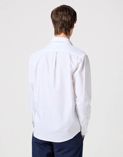 Wrangler Men's Long Sleeve Shirt In White Oxford - Rodeo In