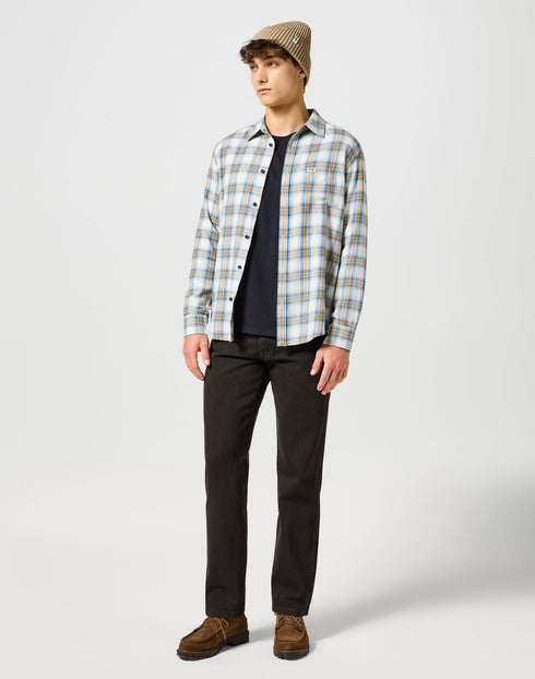 Wrangler Men's Long Sleeve Sign Off Patch Logo T-Shirt In Black