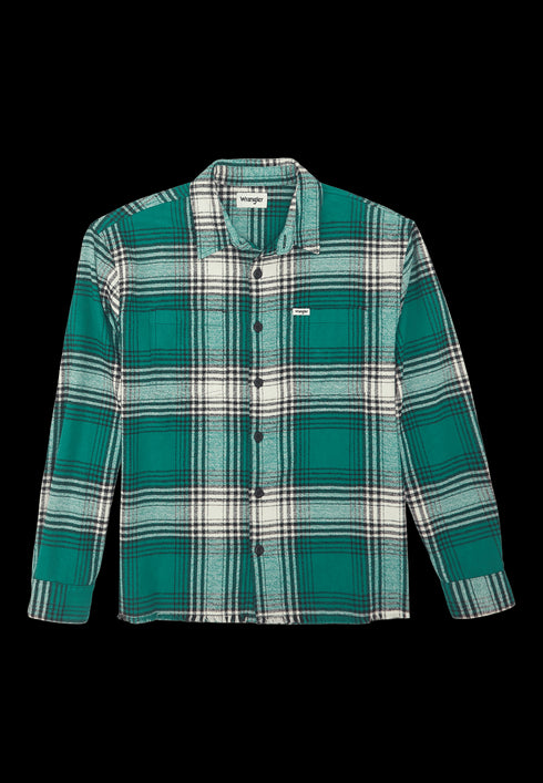 Wrangler Men's Non Frayed Plaid Shirt in Green