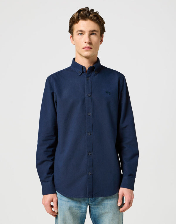 Wrangler Men's Oxford Shirt In Dark Navy - Rodeo In