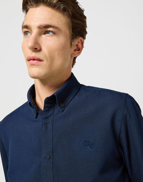 Wrangler Men's Oxford Shirt In Dark Navy