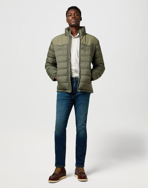 Wrangler Men's Packable Puffer Jacket In Dusty Olive - Rodeo In