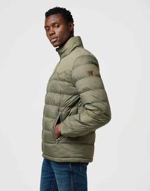 Wrangler Men's Packable Puffer Jacket In Dusty Olive - Rodeo In