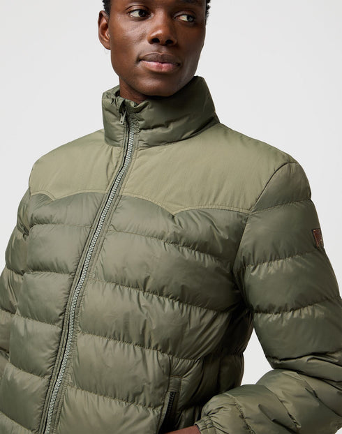 Wrangler Men's Packable Puffer Jacket In Dusty Olive - Rodeo In