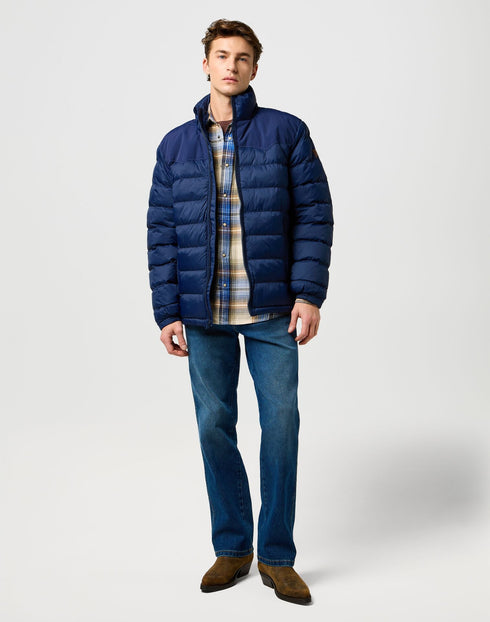 Wrangler Men's Packable Puffer Jacket In Navy - Rodeo In