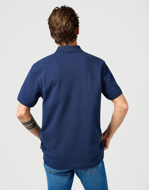 Wrangler Men's Polo T-Shirt In Black Iris - Rodeo In