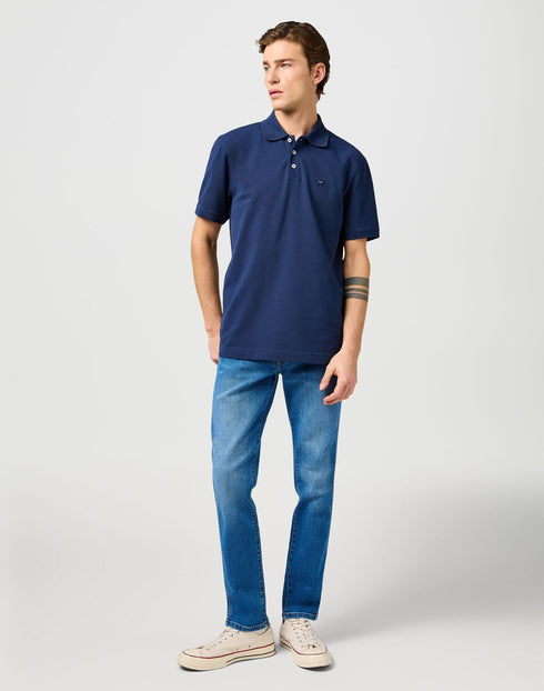Wrangler Men's Polo T-Shirt In Black Iris - Rodeo In