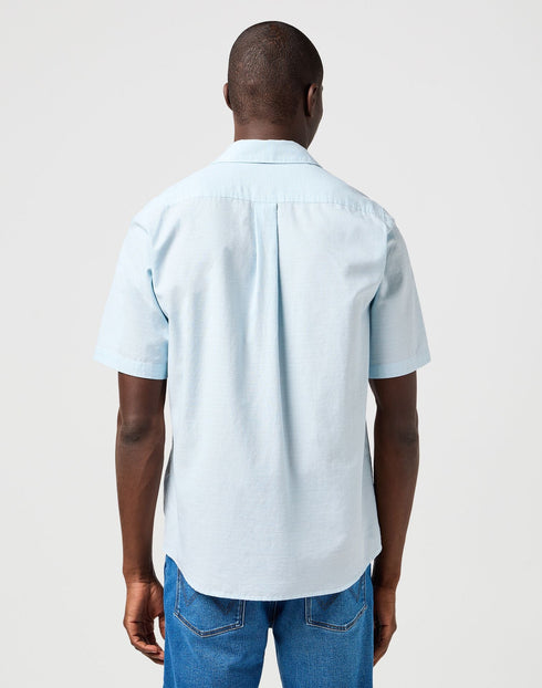 Wrangler Men's Short Sleeve 1 Pkt Shirt In Dream Blue