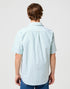 Wrangler Men's Short Sleeve Shirt In Green Stripe Oxford