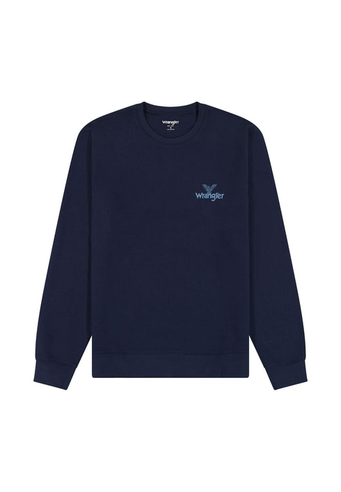 Wrangler Men's Small Logo Crew Sweatshirt In Navy