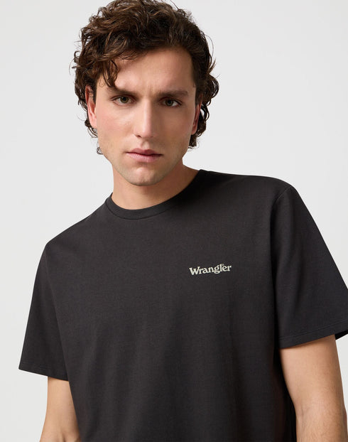 Wrangler Men's Small Logo T-Shirt in Faded Black