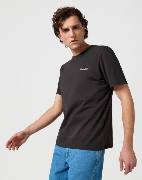 Wrangler Men's Small Logo T-Shirt in Faded Black