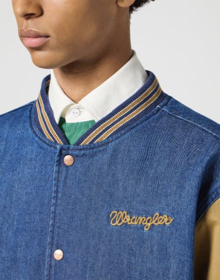 Wrangler Men's Varsity Jacket In Dijon