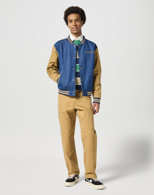 Wrangler Men's Varsity Jacket In Dijon