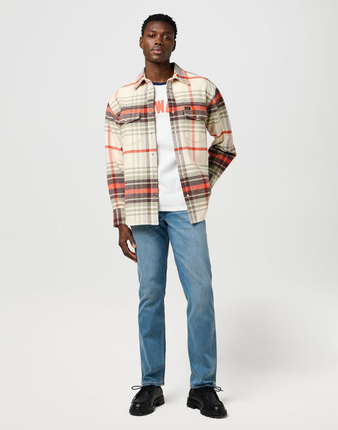 Wrangler Men's Western Shirt In Birch - Rodeo In