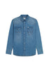 Wrangler Men's Western Shirt In Mid Light Wash
