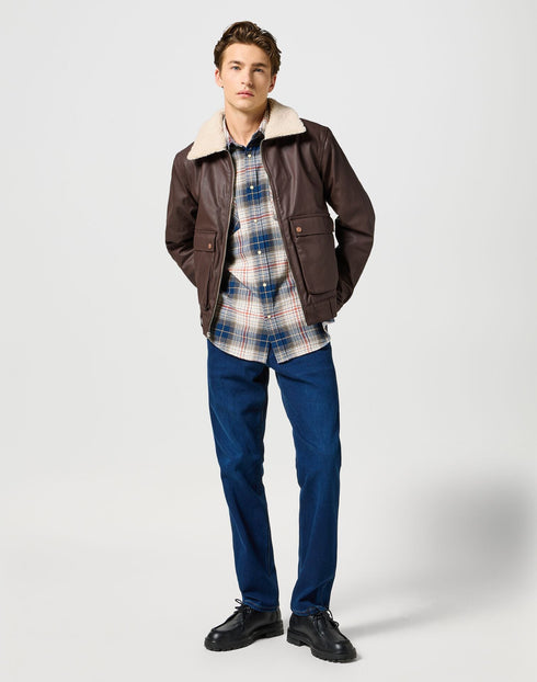 Wrangler Men's Western Shirt In Navy Red