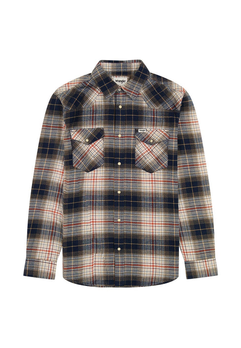 Wrangler Men's Western Shirt In Navy Red