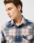 Wrangler Men's Western Shirt In Navy Red