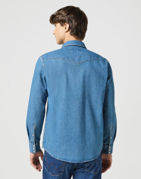 Wrangler Men's Western Shirt In Seas Foam Surf