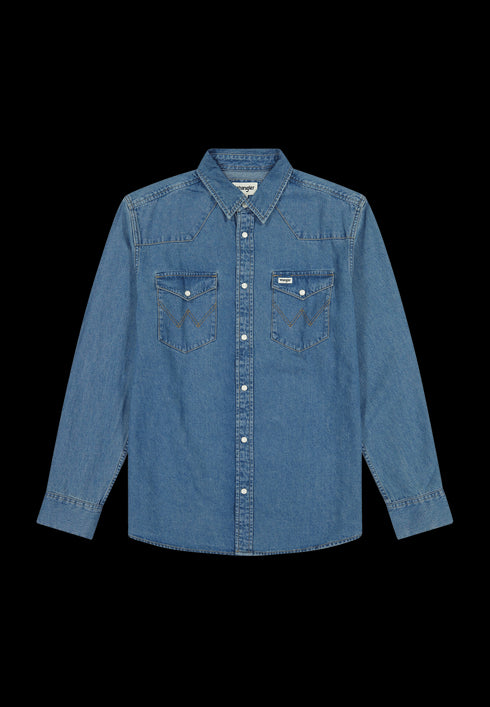 Wrangler Men's Western Shirt In Seas Foam Surf