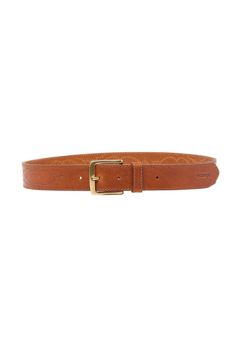 Wrangler Men's Western Stitch Belt In Cognac - Rodeo In