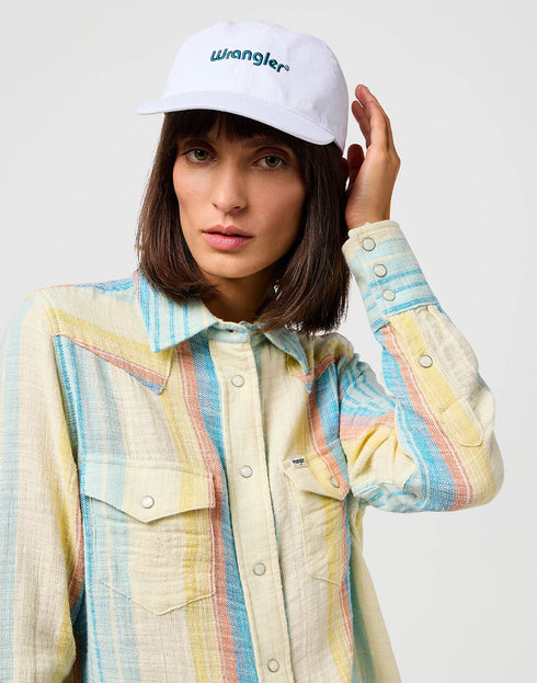 Wrangler Washed Logo Cap In White