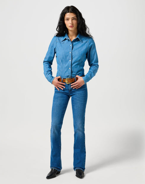Wrangler Women's Bootcut Jeans In Vintage Blue - Rodeo In