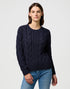 Wrangler Women's Cable Knit Crew Sweatshirt In Dark Navy