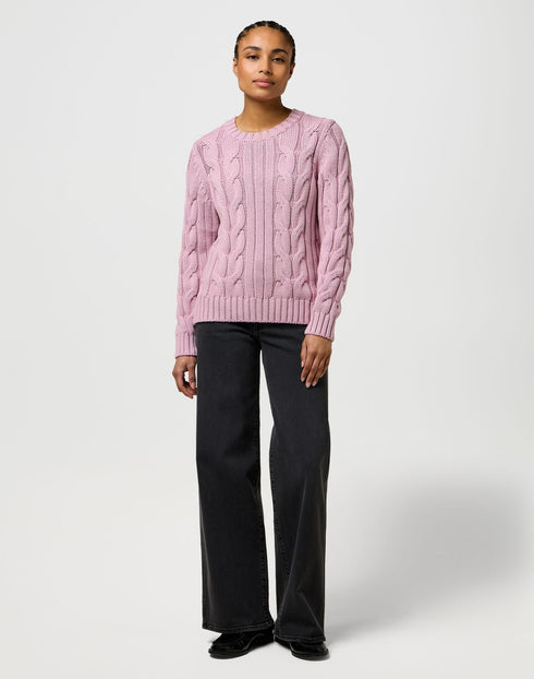 Wrangler Women's Cable Knit Crew Sweatshirt In Keepsake Lillac