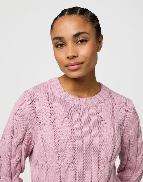 Wrangler Women's Cable Knit Crew Sweatshirt In Keepsake Lillac