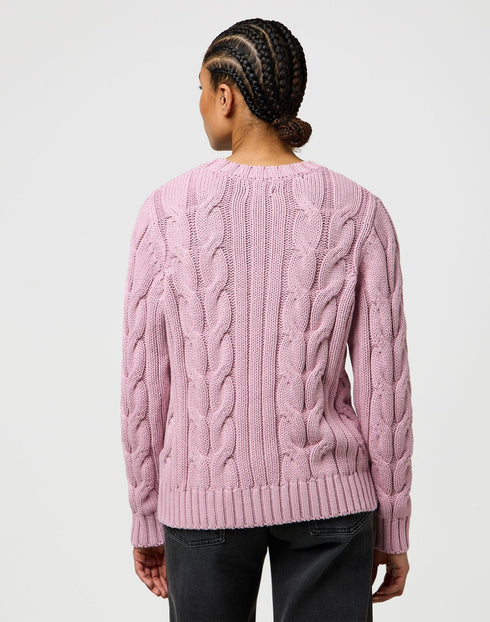 Wrangler Women's Cable Knit Crew Sweatshirt In Keepsake Lillac