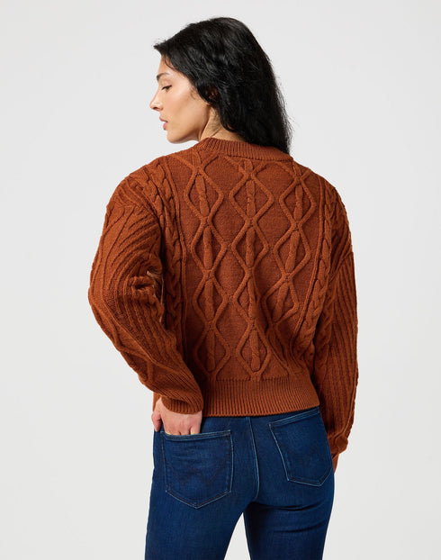 Wrangler Women's Cable Knit Sweater In Ginger Bread