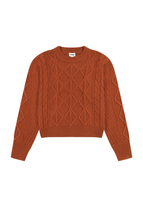 Wrangler Women's Cable Knit Sweater In Ginger Bread